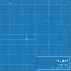 Blueprint US city map of Nelson, Nebraska.
