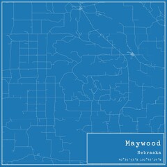Blueprint US city map of Maywood, Nebraska.
