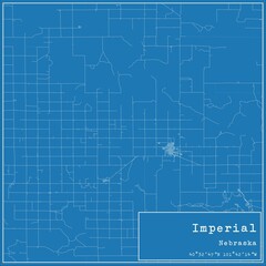 Fototapeta premium Blueprint US city map of Imperial, Nebraska.