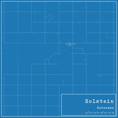 Obraz premium Blueprint US city map of Holstein, Nebraska.