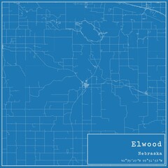 Obraz premium Blueprint US city map of Elwood, Nebraska.