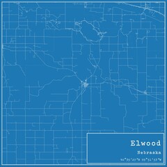 Blueprint US city map of Elwood, Nebraska.