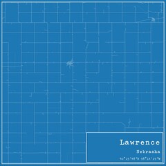 Blueprint US city map of Lawrence, Nebraska.