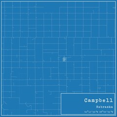 Blueprint US city map of Campbell, Nebraska.