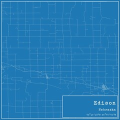 Fototapeta premium Blueprint US city map of Edison, Nebraska.