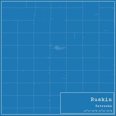 Blueprint US city map of Ruskin, Nebraska.