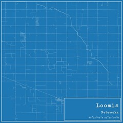 Blueprint US city map of Loomis, Nebraska.
