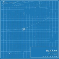Blueprint US city map of Minden, Nebraska.