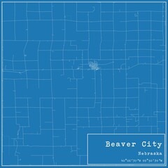 Blueprint US city map of Beaver City, Nebraska.