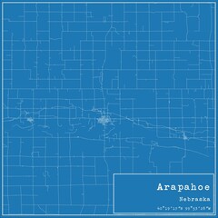 Blueprint US city map of Arapahoe, Nebraska.