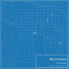 Blueprint US city map of Bertrand, Nebraska.