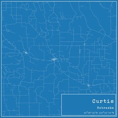 Blueprint US city map of Curtis, Nebraska.