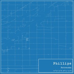 Blueprint US city map of Phillips, Nebraska.
