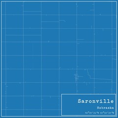 Blueprint US city map of Saronville, Nebraska.