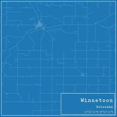 Obraz premium Blueprint US city map of Winnetoon, Nebraska.