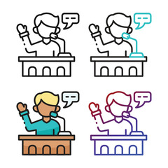 Court podium icon design in four variation color
