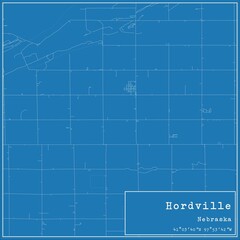 Blueprint US city map of Hordville, Nebraska.