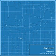 Blueprint US city map of Palmer, Nebraska.