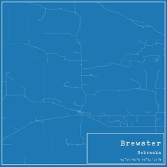 Obraz premium Blueprint US city map of Brewster, Nebraska.