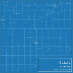 Blueprint US city map of Cairo, Nebraska.