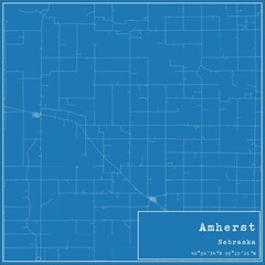 Blueprint US city map of Amherst, Nebraska.
