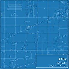 Blueprint US city map of Alda, Nebraska.