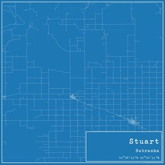 Blueprint US city map of Stuart, Nebraska.