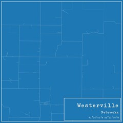 Blueprint US city map of Westerville, Nebraska.