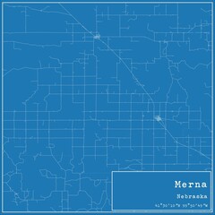 Blueprint US city map of Merna, Nebraska.