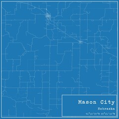 Blueprint US city map of Mason City, Nebraska.