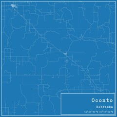 Blueprint US city map of Oconto, Nebraska.