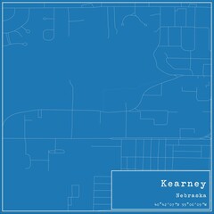 Obraz premium Blueprint US city map of Kearney, Nebraska.