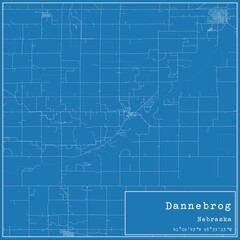 Blueprint US city map of Dannebrog, Nebraska. - obrazy, fototapety, plakaty
