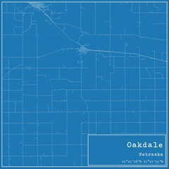 Blueprint US city map of Oakdale, Nebraska.