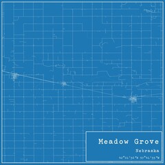Blueprint US city map of Meadow Grove, Nebraska.