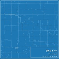 Obraz premium Blueprint US city map of Boelus, Nebraska.