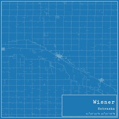 Blueprint US city map of Wisner, Nebraska.