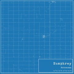 Blueprint US city map of Humphrey, Nebraska.