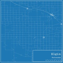 Blueprint US city map of Elgin, Nebraska.