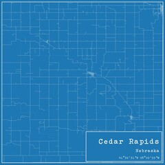 Blueprint US city map of Cedar Rapids, Nebraska.