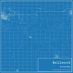 Blueprint US city map of Bellwood, Nebraska.