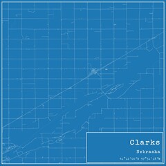 Blueprint US city map of Clarks, Nebraska.