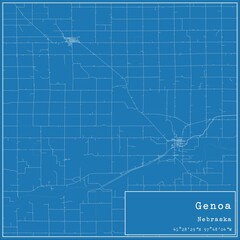 Blueprint US city map of Genoa, Nebraska.