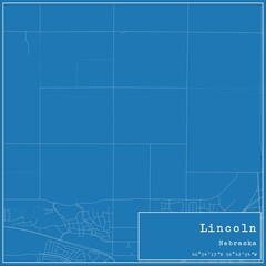 Blueprint US city map of Lincoln, Nebraska.