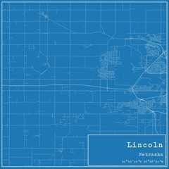 Obraz premium Blueprint US city map of Lincoln, Nebraska.