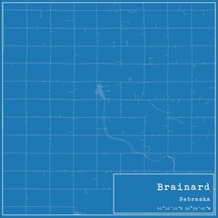 Blueprint US city map of Brainard, Nebraska.