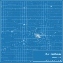 Blueprint US city map of Columbus, Nebraska.