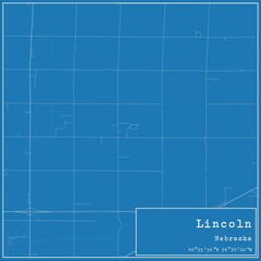 Blueprint US city map of Lincoln, Nebraska.