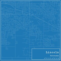 Fototapeta premium Blueprint US city map of Lincoln, Nebraska.