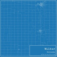 Obraz premium Blueprint US city map of Wilber, Nebraska.